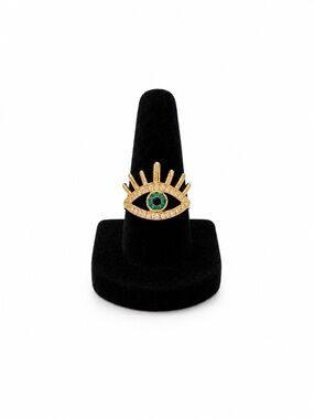 Evil Eye Blue Iris Crystal Gold Size 7 Women’s Ring Jewelry